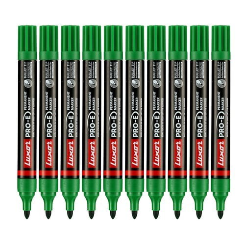LUXOR PRO Permanent Marker Green Pack of 10