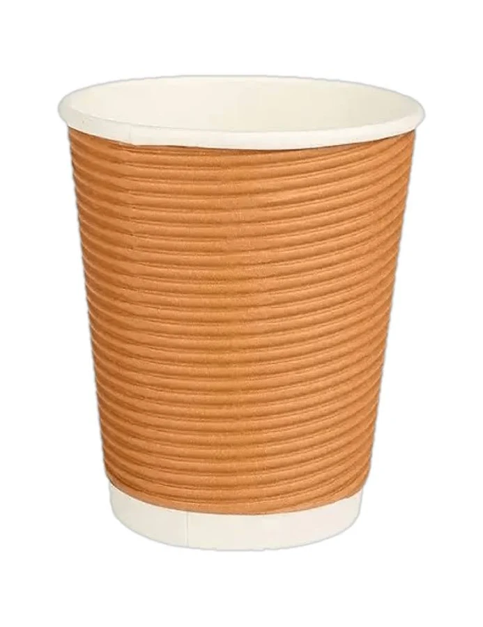 Disposable Rippled Insulated Paper Cups 200 Ml Pack of 100